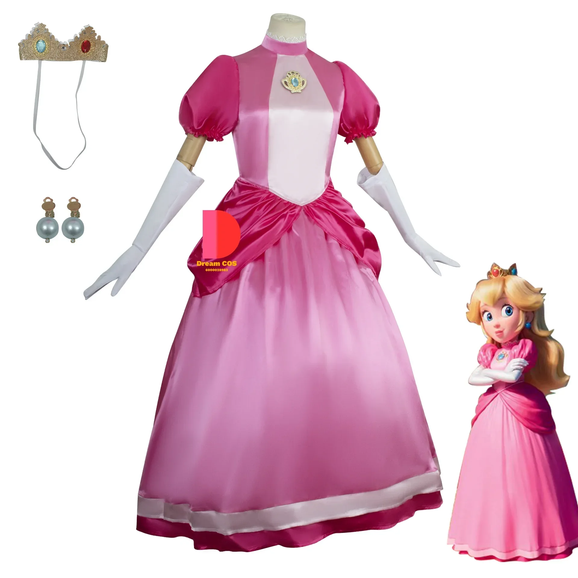 Hot Koop Perzik Prinses Mode Cosplay Kostuum voor Meisjes Verjaardagsfeestje Jurk Nieuwe Collectie Halloween Kerst Carnaval Outfit