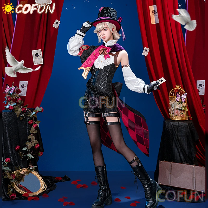 COFUN Genshin Impact Lyney Magician Cosplay Costume Halloween Party Role Play Game Suit Uniform Outfit