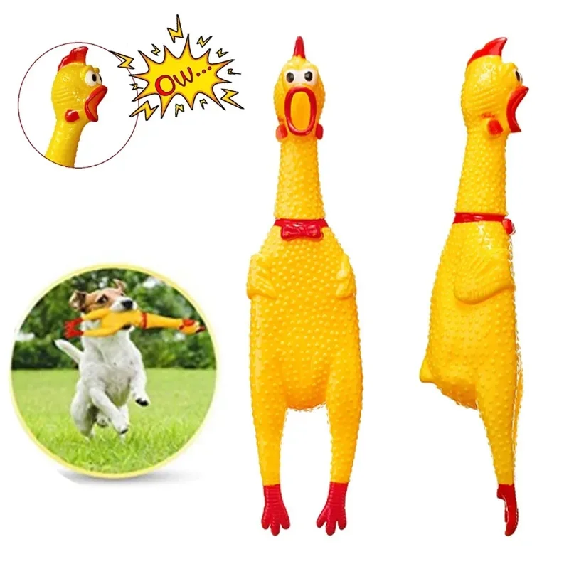 Juguetes chirriantes para mascotas, pollo chillón, juguete masticable con sonido, duradero, divertido, amarillo, Ventilación de goma, nuevo