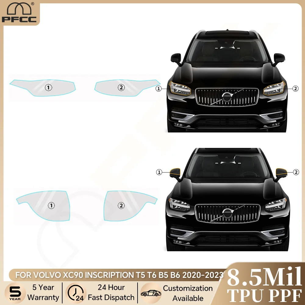

For Volvo XC90 INSCRIPTION T5 T6 B5 B6 2020-2023 Pre-cut PPF Clear Bra Headlight Rearview TPU Paint Protective Film Anti-scratch
