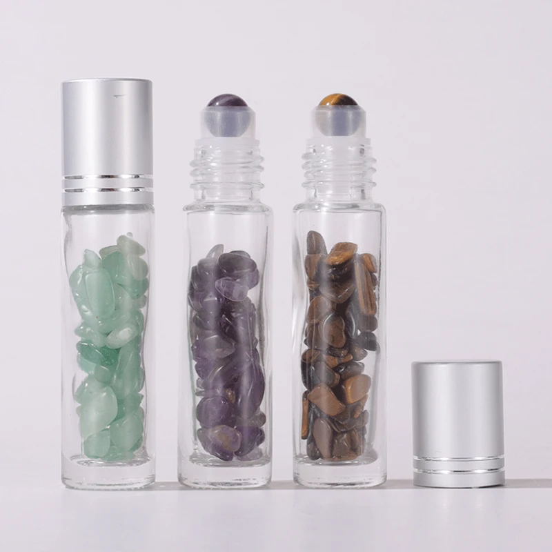 10in110ml لفة على زجاجة زيت طبيعي زجاجات اليشم الدوارة مع رقاقة كريستال الزجاج السفر إعادة الملء زجاجة الحاويات