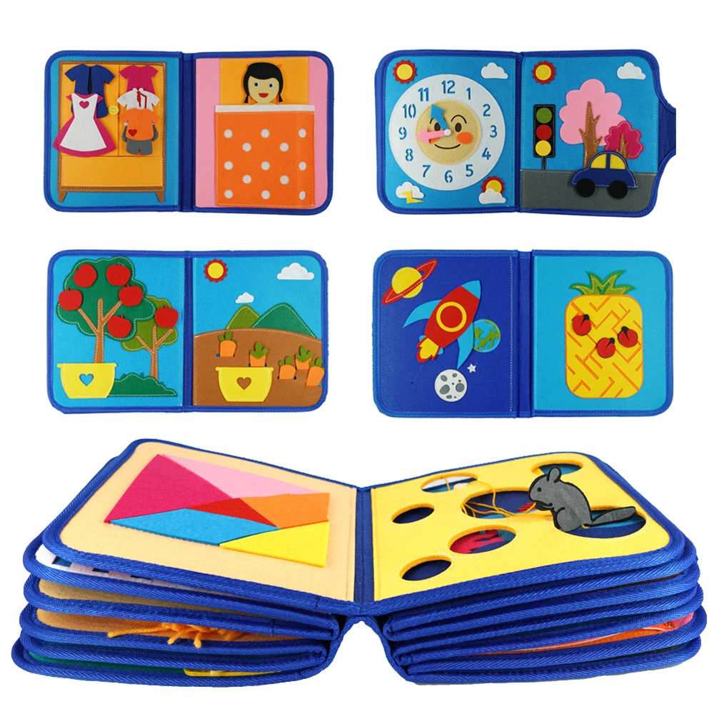 Montessori Felt Quiet Book Storytelling Cloth Book for 3 4 5 Years Old Girl Boy Life Skills and Knowledge