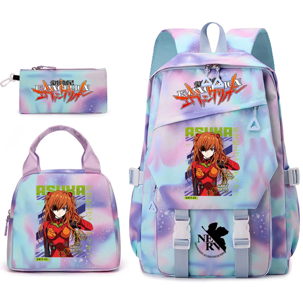 

Evangelion Anime Print Student Backpack Set for Girls with Lunch Bag Pencil Case School Shoulder Bag