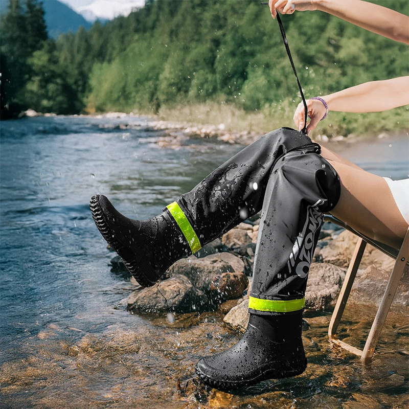 Botas de Lluvia Plegables de Caña Alta para Hombre, Impermeables y Antideslizantes, para Pesca con Señuelos, Vadeo, Trasplante de Arroz y Senderismo en Arroyos