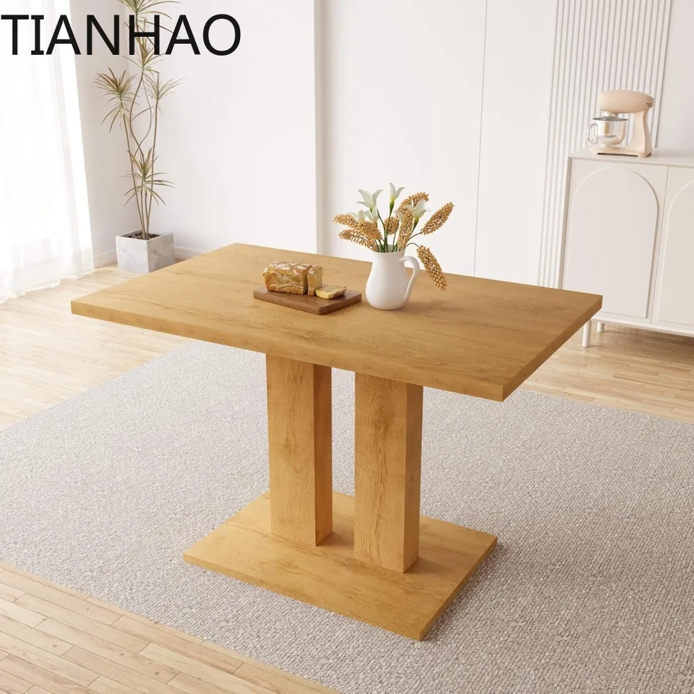 Modern 46 Dining Table, Rectangular Kitchen Table with Oak Finish, Compact Dining Room Table for 4, Sturdy Construction for Home