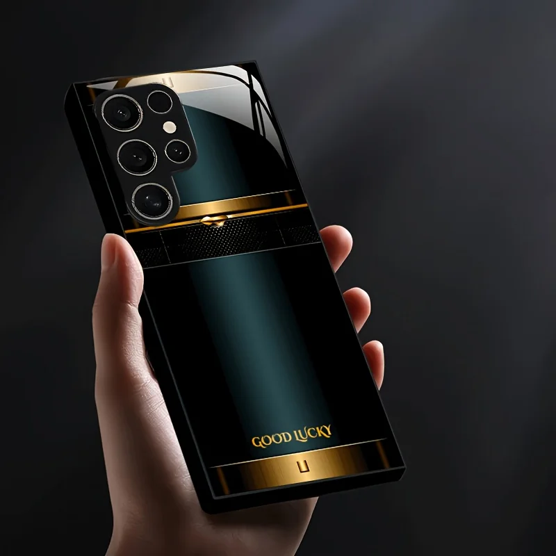 High end minimalist dark green glass phone case suitable for Samsung Galaxy S26 S25 S24 S23 S22 S21 S20 FE/Ultra/Plus hard case