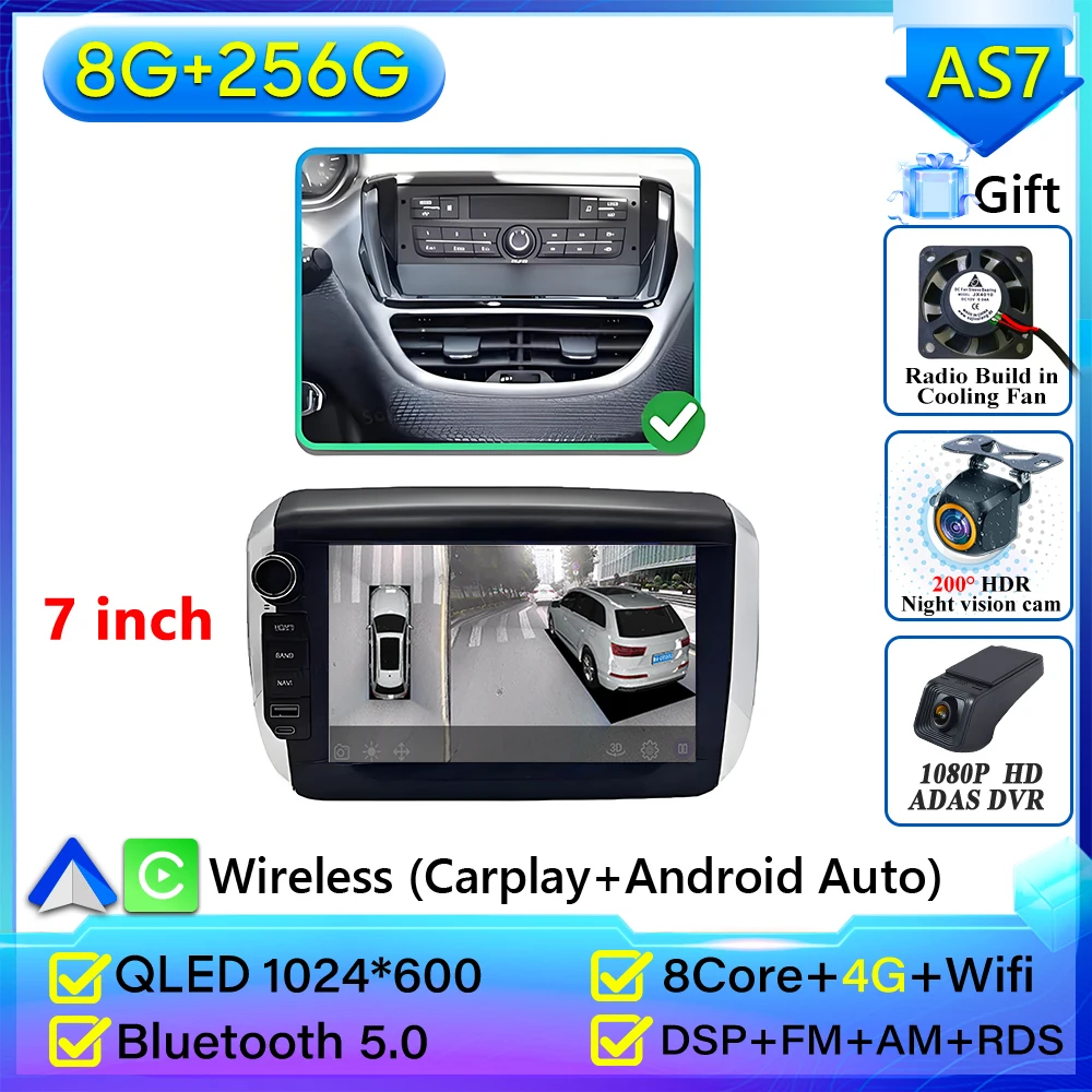 For Peugeot 208 2008 Series 2012-2018 Car Radio Carplay Navigation GPS Stereo Android Auto Screen Display Bluetooth Autoradio BT image 3