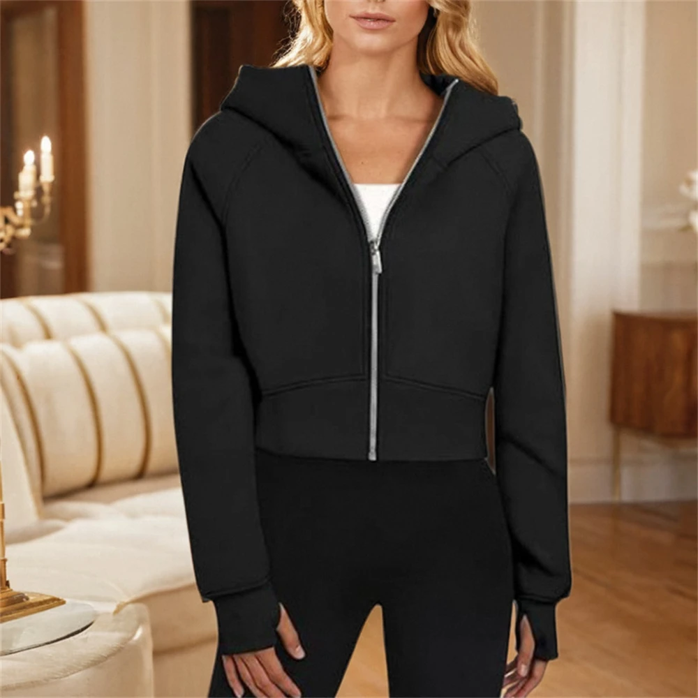 Women Hoodie Autumn Casual Loose Long-sleeved Zipper Hooded Sweatshirt Coat Solid Color Temperament Elegant Cardigan Tops Jacket