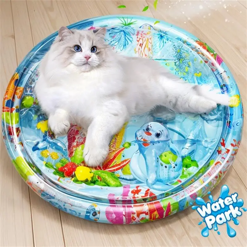 Summer Cat Dog Water Sensory Play Mat Bed Cushion Ice Pad Dogs Sleeping Cooling Square Mat for Puppy Cats Pet Cool Cold Play