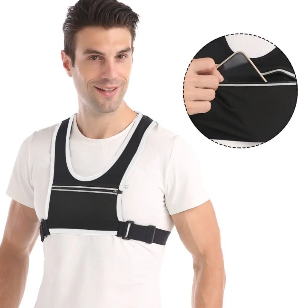 

Jogging Hiking Running Chest Bags Phone Holder Zipper Pocket Reflective Running Vest Key Pocket Lightweight Sports Running Vest