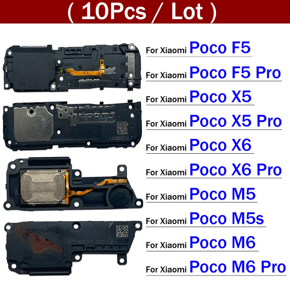 

10 шт./лот, нижний громкий динамик, звуковой зуммер, звонок, гибкий кабель для Xiaomi Poco F5 X5 X6 M5 M5s M6 Pro 4G 5G