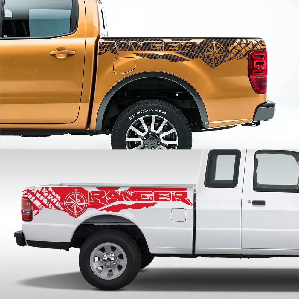 Auto Aufkleber Reifen Druck Kompass Abenteuer Off Road Auto Schwanz Vinyl Grafiken Aufkleber Für Ford Ranger Raptor Pickup Zubehör – Detail 3