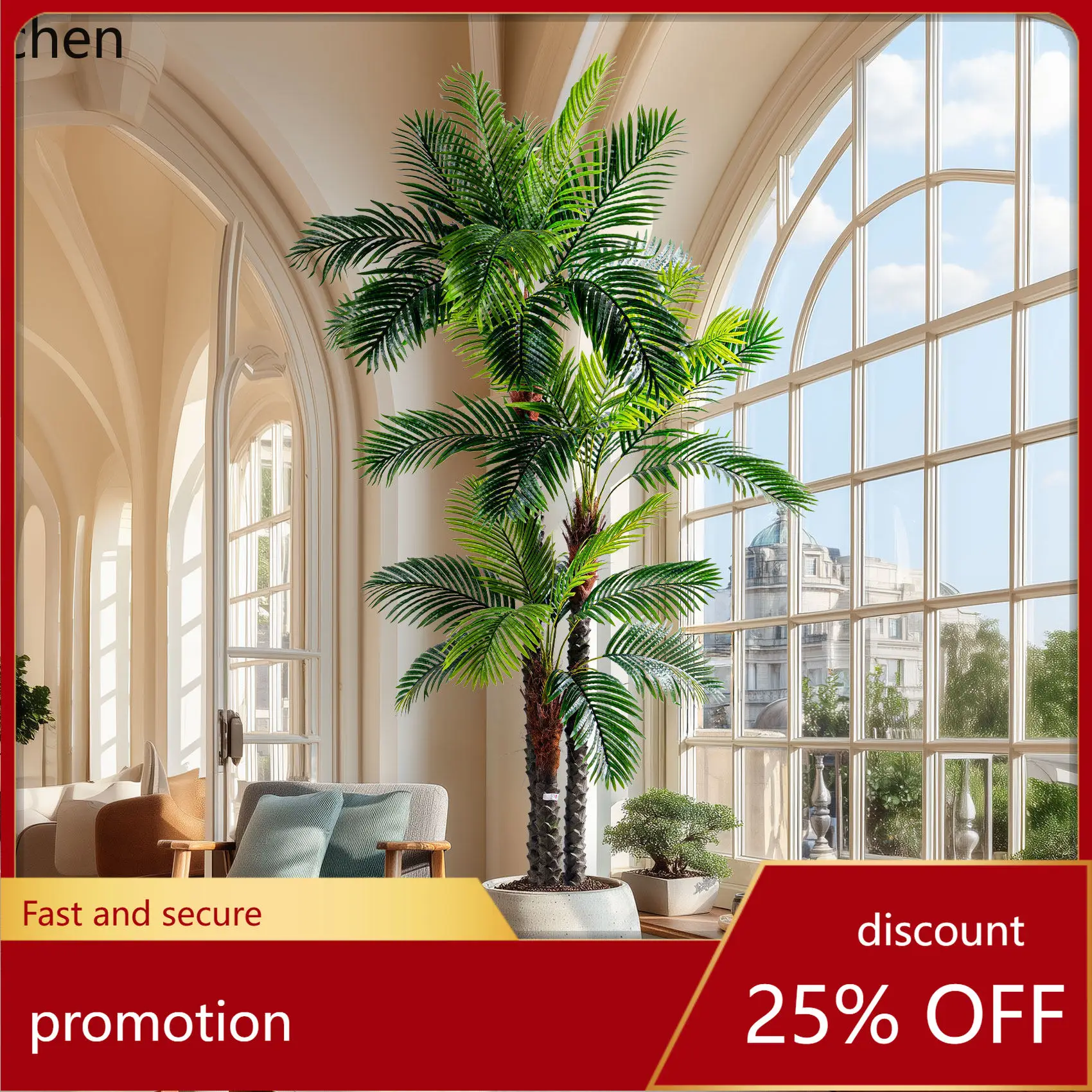 

CZ Artificial Coconut Tree Indoor Green Plant Decoration Potted Large Mall Artificial Tropical Plant Floor Palm Fake Tree