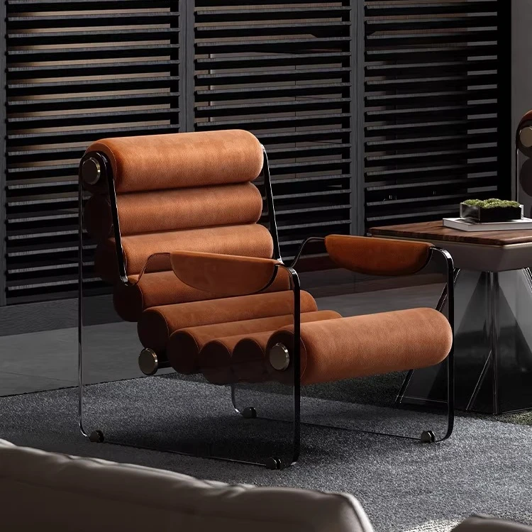 Modern simple suspension feeling set leather joint leisure chair high-end villa simple single sofa chair