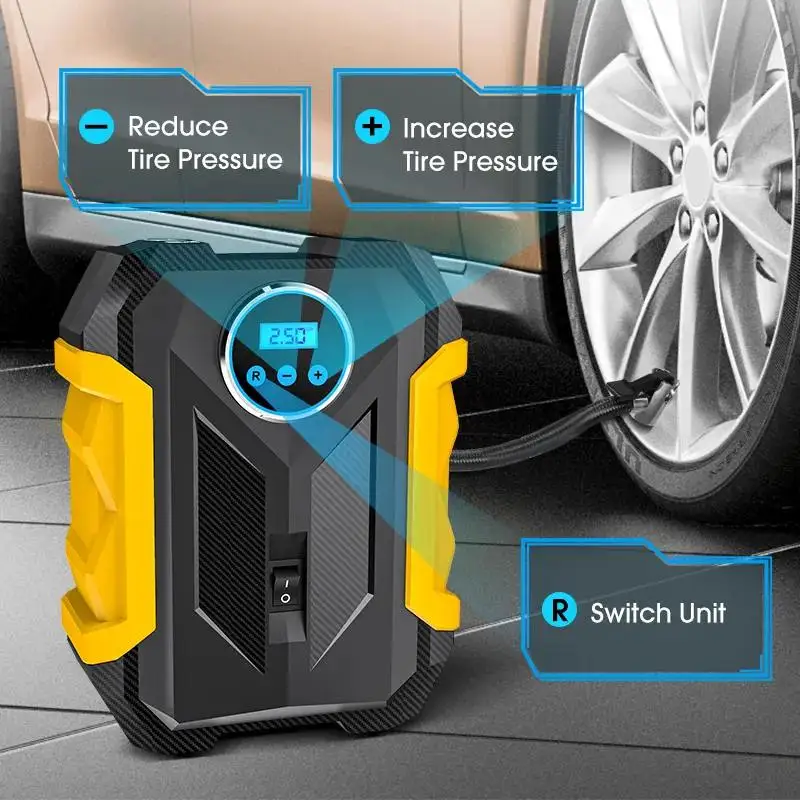 Portable Automobile Air Compressor Digital Tire Inflation Pump LED Lamp Tire Compression Pump Compressor For Car Motorcy