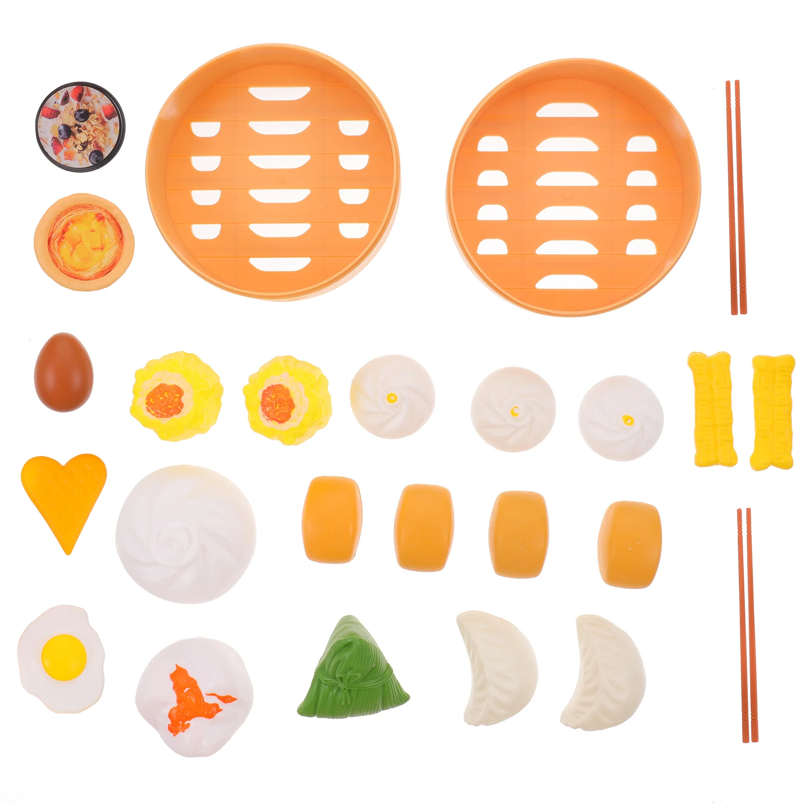 58 Pcs Kitchen Toys Happy Childhood Steamed Buns Gift Chinese Style Breakfast Playing House Plastic