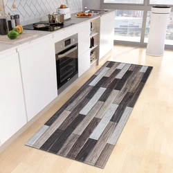 Wood Grain Kitchen Rug Bedroom Entrance Doormat Anti-Slip Living Room Floor Decor Carpet Home Bath Hallway Foot Mat Custom Made