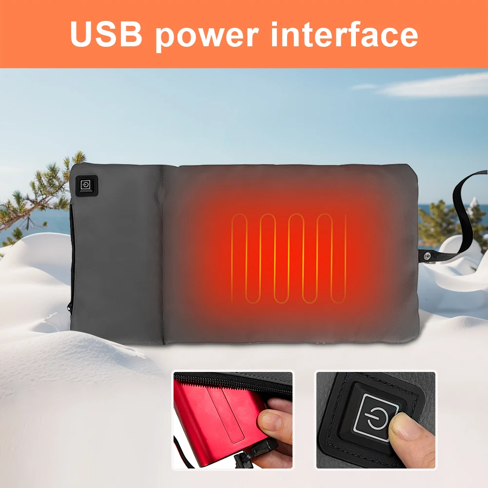 Warm Seat Pads USB Power Supply Heating Seat Cushion 3 Levels Outdoor Seats Cushion for Office Park Boat Stadium