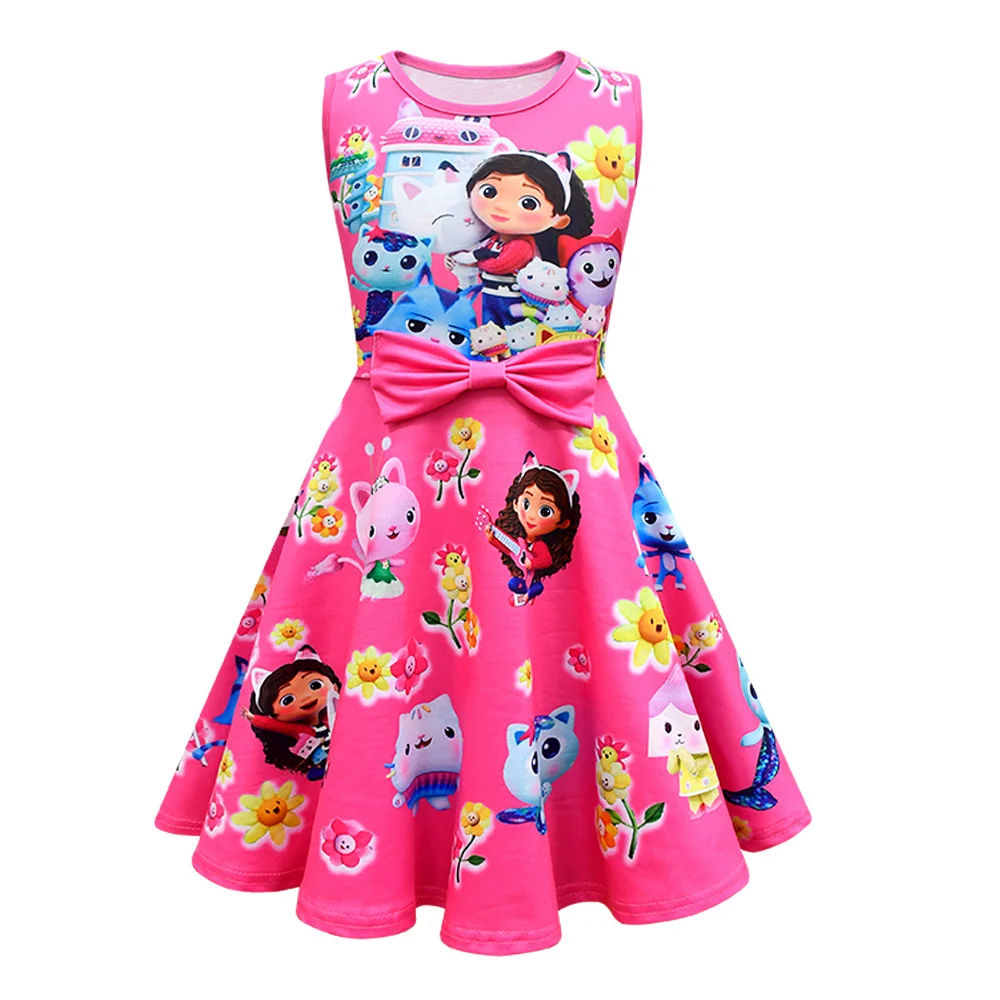 Summer Kid Gabby\'s Dollhouse Clothes Girls Gabby Cats Cosplay Dress + bag Baby Children Birthday Party Princess Dresses