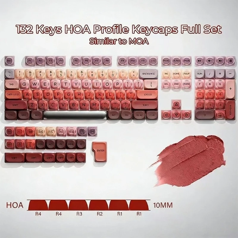  PBT+PC Double Shot Injection Molded Lipstick Keycaps HOA Profile For 61 To 108Keys Mechanical Keyboards