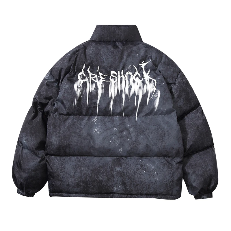 Parkas acolchadas de plumón con estampado de oso de Graffiti para hombres y mujeres, abrigo grueso informal de Hip Hop, chaqueta térmica
