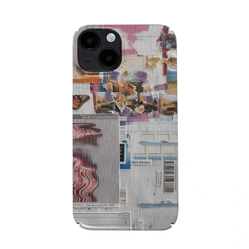 

Ins Purple Graffiti Splicing Art Case for IPHONE 17 16ProMax 15 14 13 12 11 PRO Plus Acrylic TPU Two in One Magnetic Phone Cases