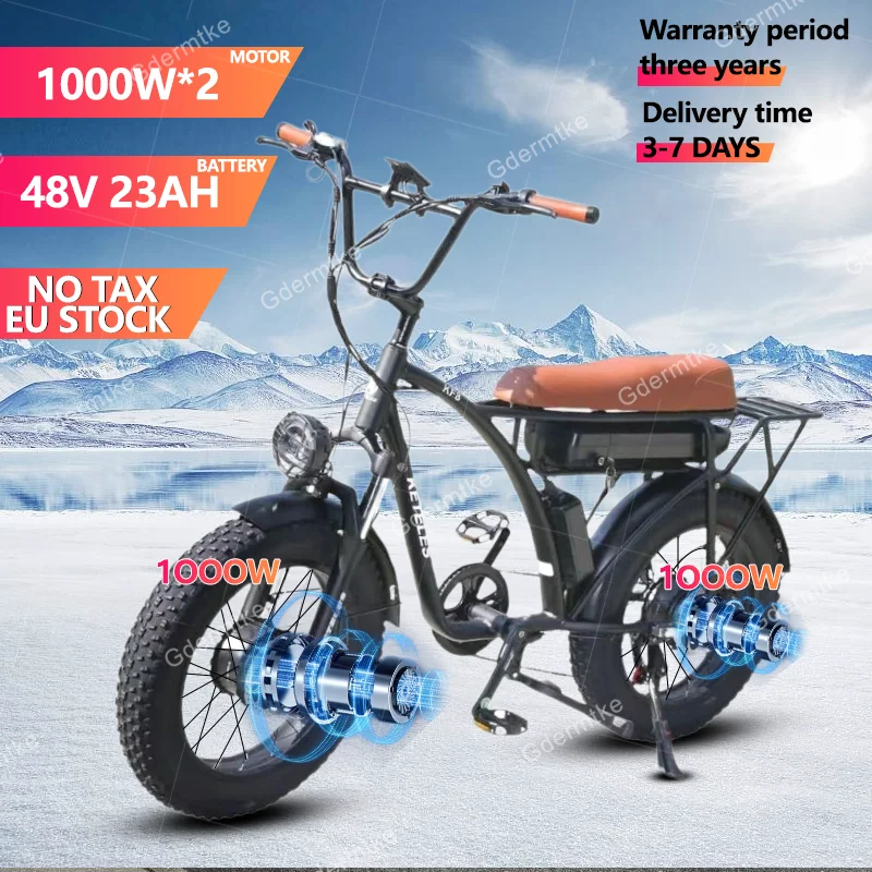 KETELES KF8 Electric Bicycle 2000W Dual Motor 23AH Battery Off-Road Motorcycle E Bike All-Terrain 20 Inch Fat Tire Electric Bike