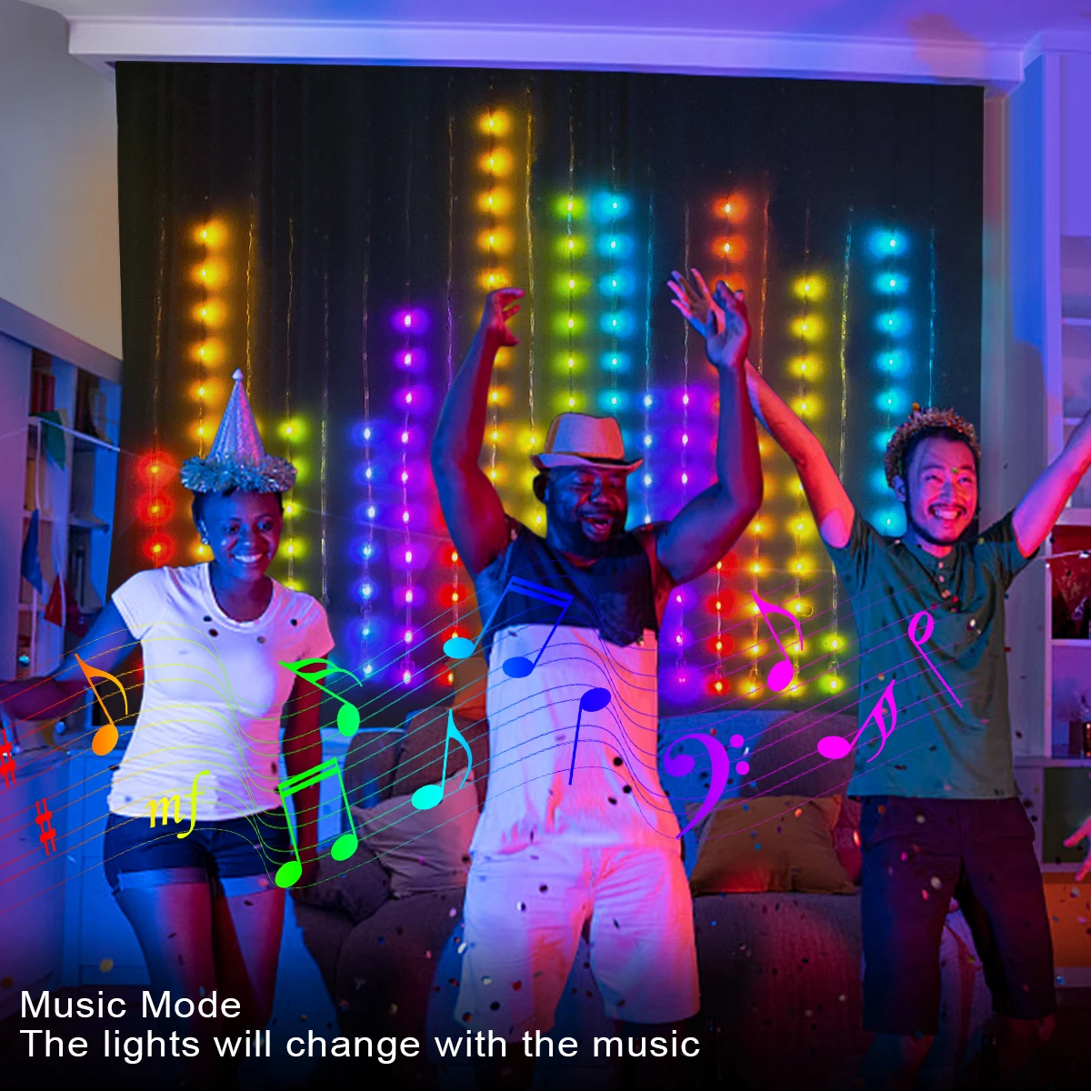 400 LED RGB Kurtyna Świetlna Sterowana Aplikacją Bluetooth, Inteligentna, Programowalna, USB 5V, Lampki LED do Okna, Sypialni, na Imprezę, Walentynki, Urodziny