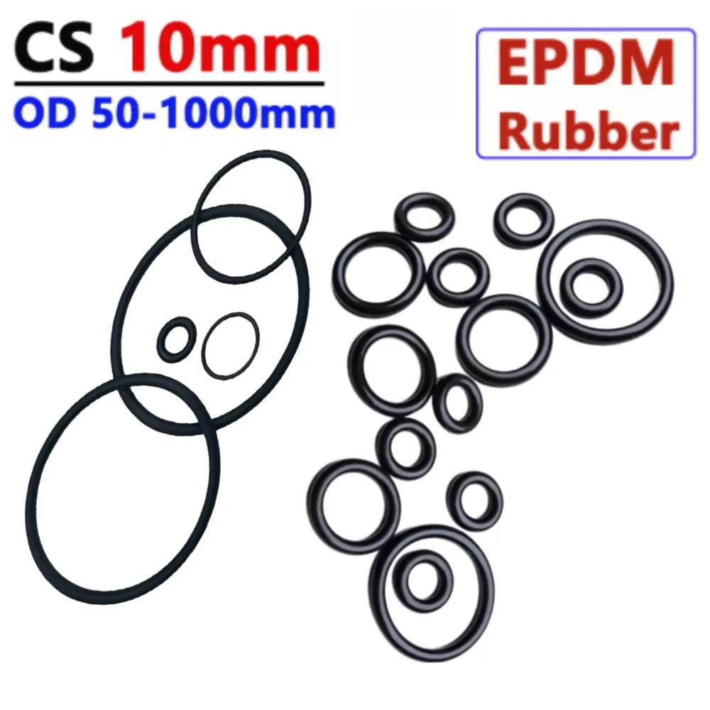 EPDM Rubber O-Ring 10mm CS OD 50-1000mm Acid Alkali Friction Resistant Washer High Flow Water Oil Seal Replacement Gasket