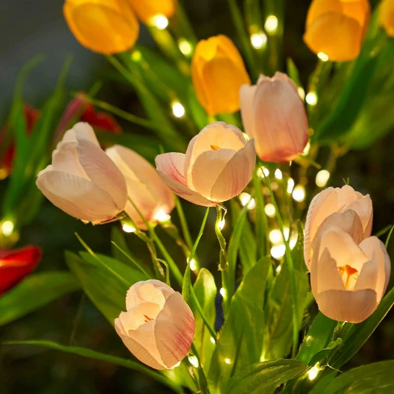 أضواء الحديقة الشمسية أضواء الزهور الشمسية مع الزهور المتوهجة والسيقان الشمسية في الهواء الطلق مصباح ليد لحديقة مسار سطح السفينة ديكور #4