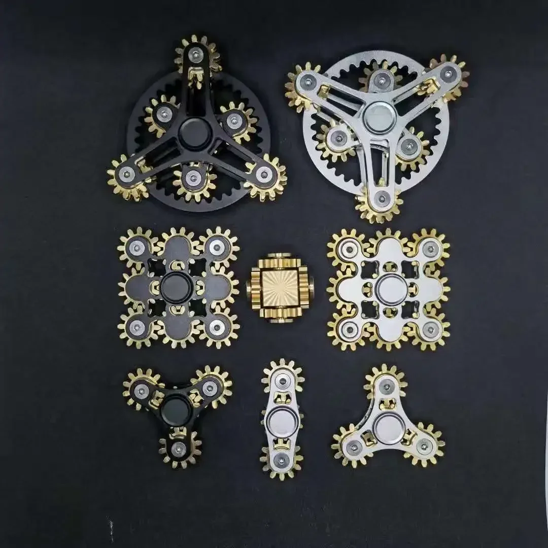ปลายนิ้ว gyro decompression เกียร์ Fidget Spinner เก้าฟันเชื่อมต่อ hand cranked Spinner EDC เกียร์เชื่อมต่อนิ้วมือ gyro ของเล่น