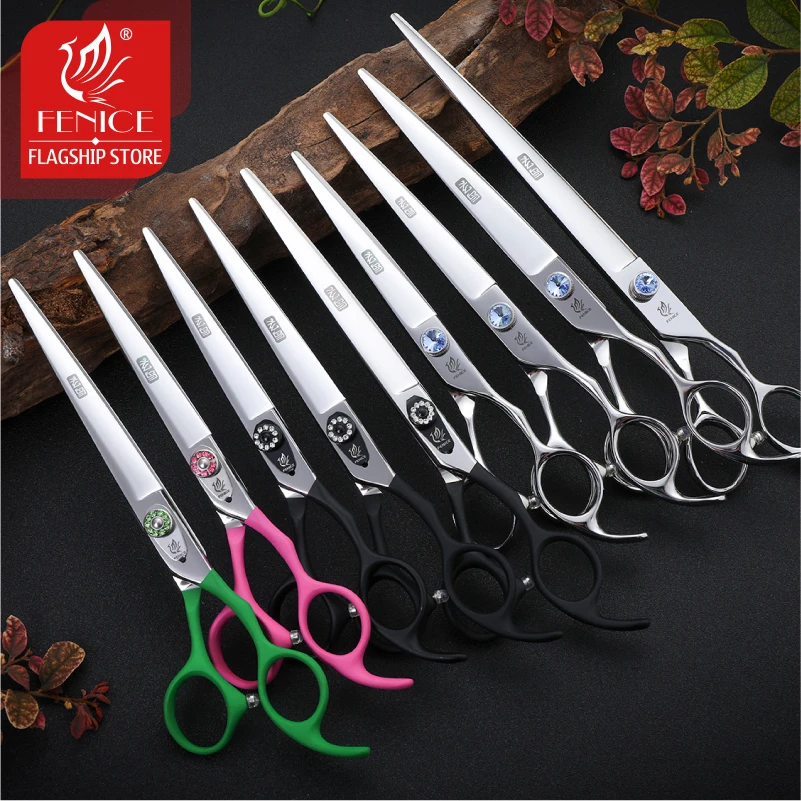 Fenice  7.5 /8.0 /9.0 /9.5 /10 inch high quality colorful  handle Professional Pet Grooming dog Scissors cutting straight shears