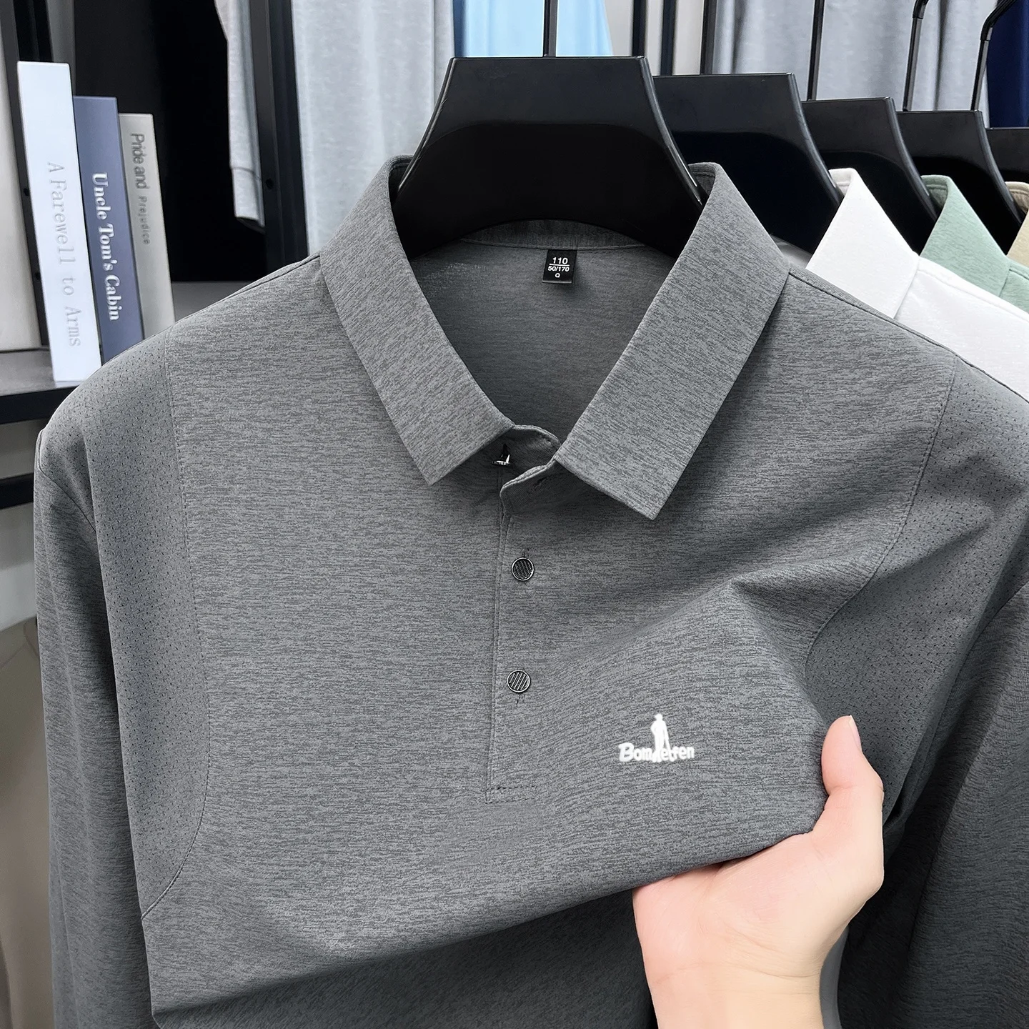 High end Brand men's long sleeved T-shirt original fashion personality letter decal design casual soft comfortable polo shirt