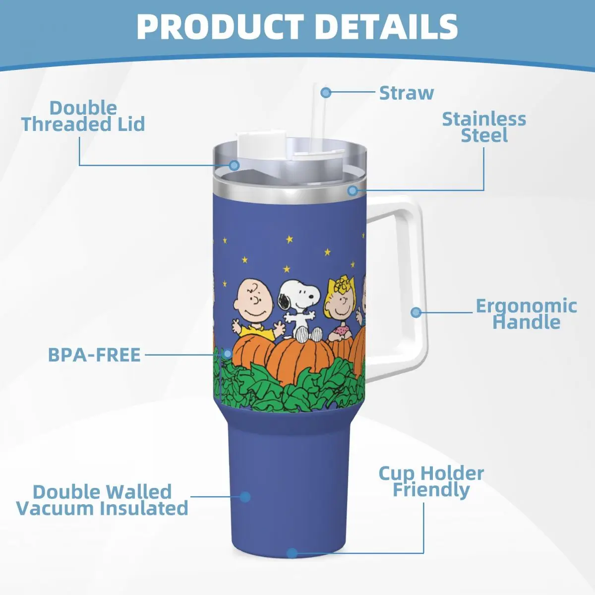 Stainless Steel Tumbler Peanuts It\'s The Great Pumpkin Charlie Brown Coffee Mug Portable Drink Mugs Cup Camping Water Bottle