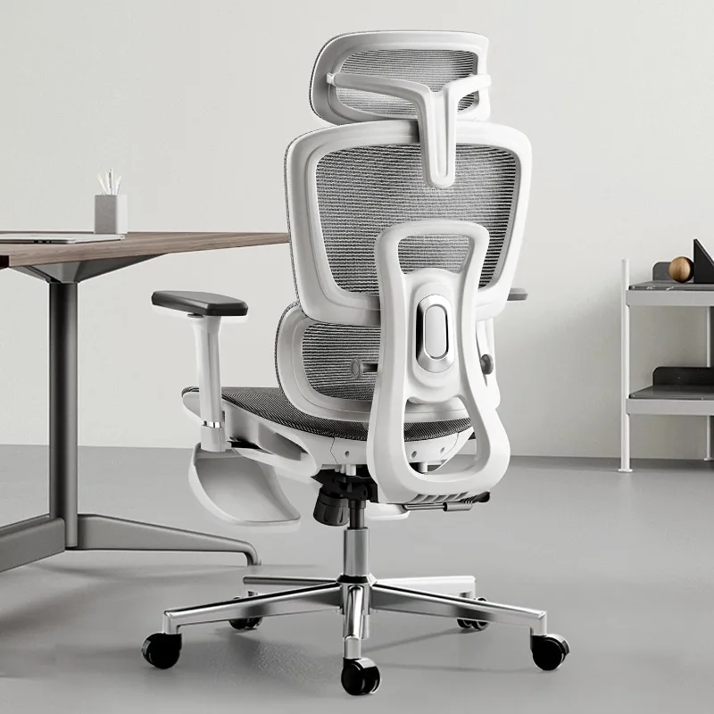 Silla de oficina ergonómica con reposabrazos ajustables en 3D, respaldo alto de soporte lumbar ajustable para silla de computadora, color blanco