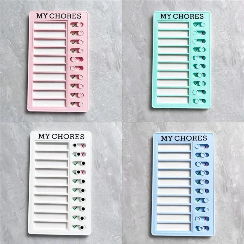 NEW-플라스틱 메모 보드 12 X 20 휴대용 보드 4개 집안일 차트(홈 오피스용 교체 가능한 빈 종이 30장 포함)