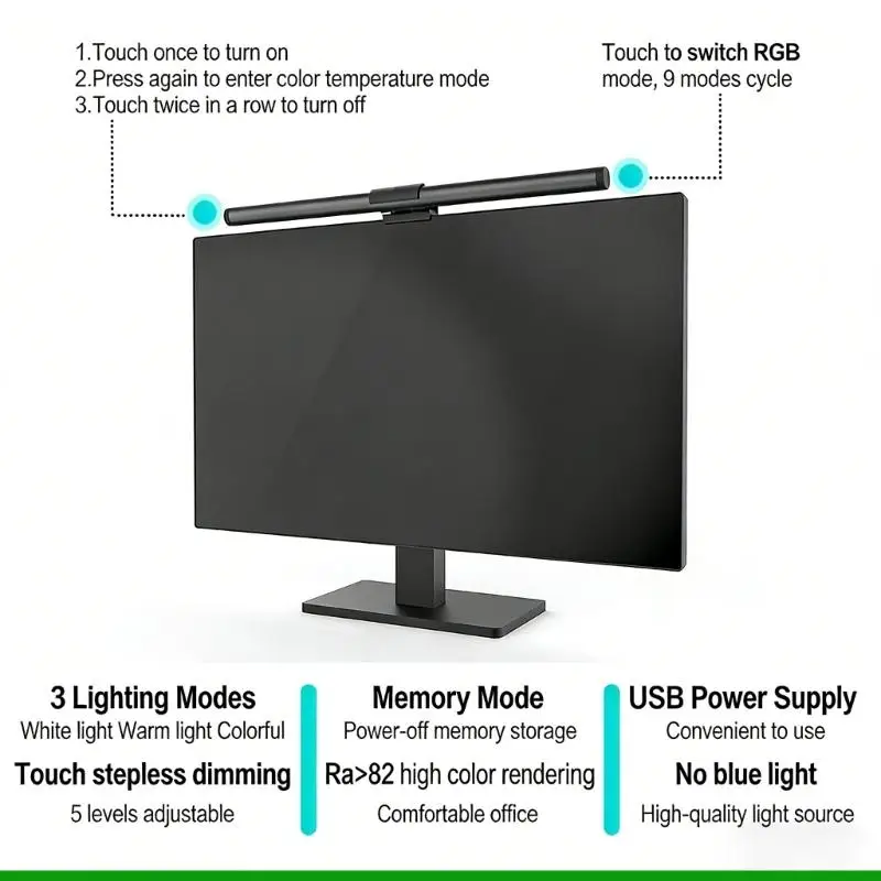 U55C LED Desk Lamp Monitor Light Bar Lighting Table Lamp Computer Monitor Screen