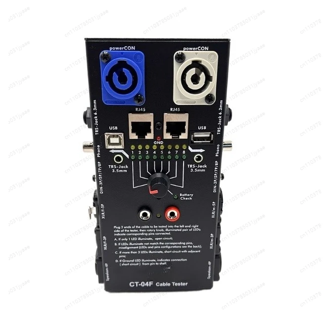 CT 04F Multifunctional Audio Cable Tester, 3 Pin XLR 6.35mm TRS & RJ45 Ethernet Cable Tester for Sound Engineers