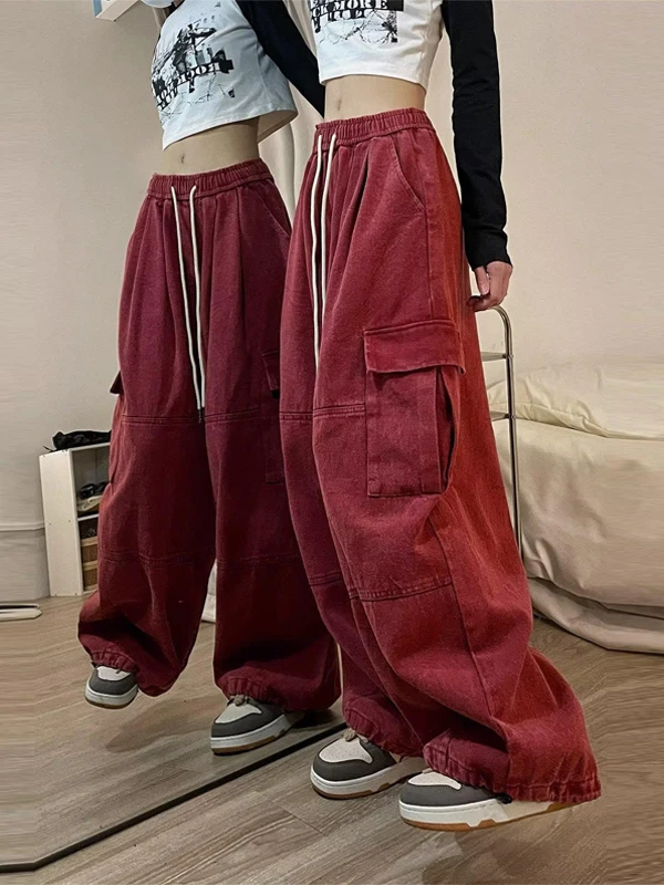 Pantaloni da lavoro blu intenso Pantaloni casual larghi a gamba larga lunghi fino al pavimento per uomo e donna Primavera Autunno Vita alta Vestibilità comoda