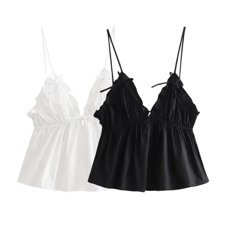 Women's dress fashion bow adornment Summer 2024 new poplin halter top