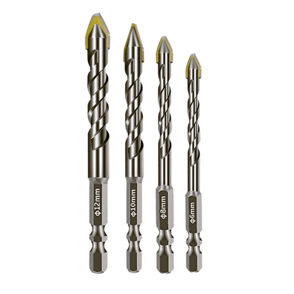 

4pcs High Hardness Eccentric Drill Precision Drilling 6mm 8mm 10mm 12mm Glass Tile Ceramic Punching Rock Slab Triangle Drill bit