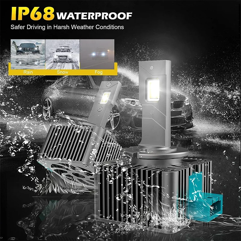 2PCS D1S D3S D8S LED Headlights Canbus 30000LM D2S D2R D4S D4R D5S Auto Bulbs Two-sided 6000K Car Lamp Plug And Play 12V 24V