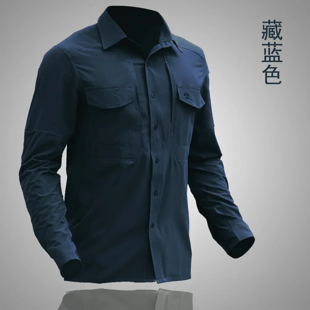 Spring Autumn Business Casual Sports Military Combat Uniform Outdoor Hiking Tactical Shirt Quick Dry Elastic Long Sleeve Shirt