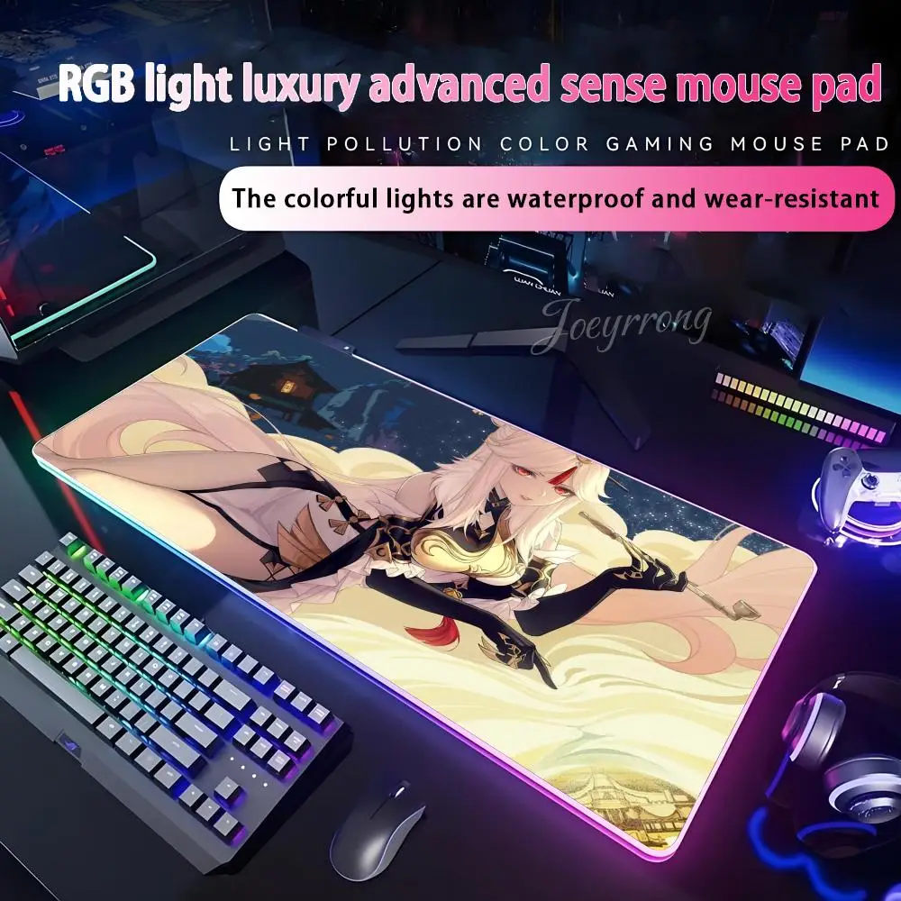 

Geshin Impact коврик для мыши RGB коврик для мыши расширенная игровая клавиатура семь цветов светодиодные коврики большой 1000x500 мм XXL геймер