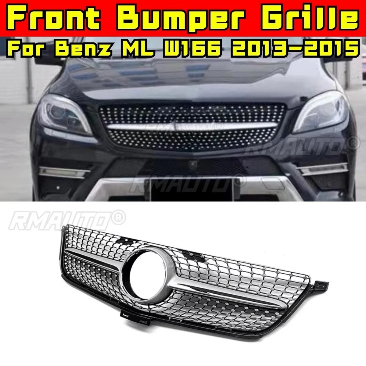 

Car Bumper Grill Decorative Strips Racing Grille Body Kit Front Bumper Grill For Mercedes Benz ML W166 2013-2015 Exterior Part