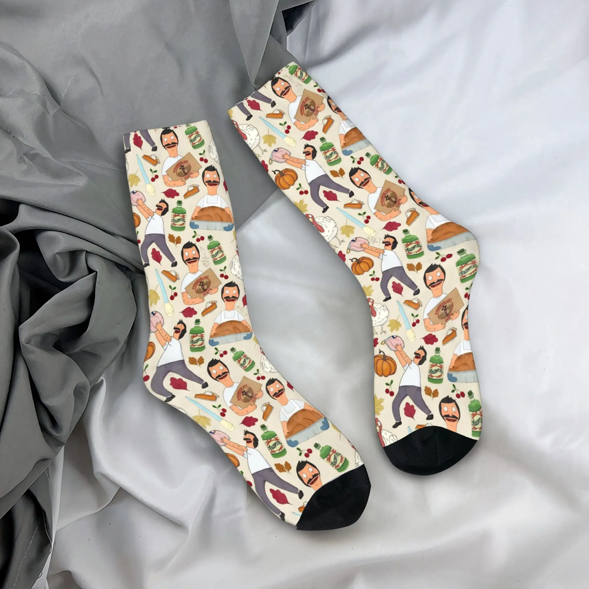 

Funny B-Bob Burgers Printed Stockings Adults Men Socks High Quality Gothic Socks Winter Cycling Anti-Slip Printed Socks Gift