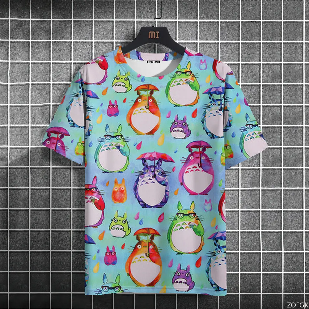 3D أنيمي الكرتون توتورو لطيف مطبوعة قصيرة الأكمام الصيف عارضة أزياء جولة الرقبة شخصية فضفاضة تي شيرت #6