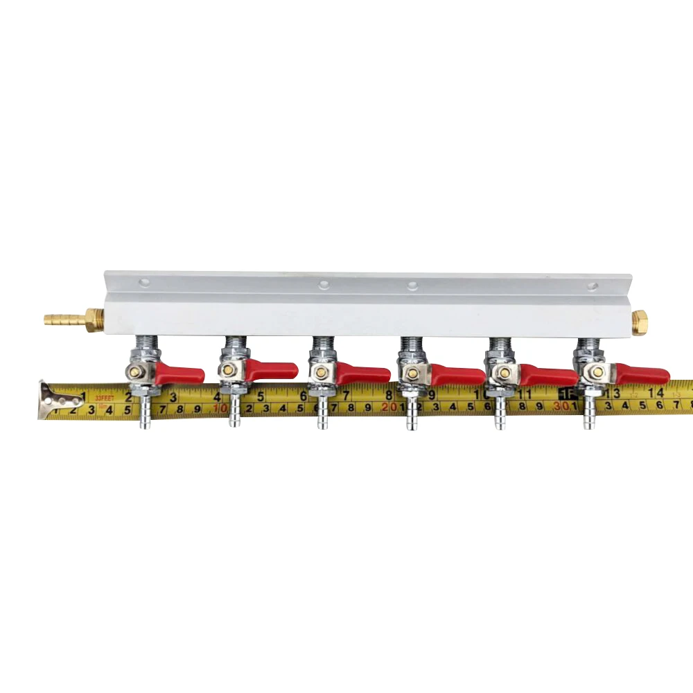 KegLand 6 Output / 6 Way Manifold Gas Line Splitter with Check Valves (1/4\