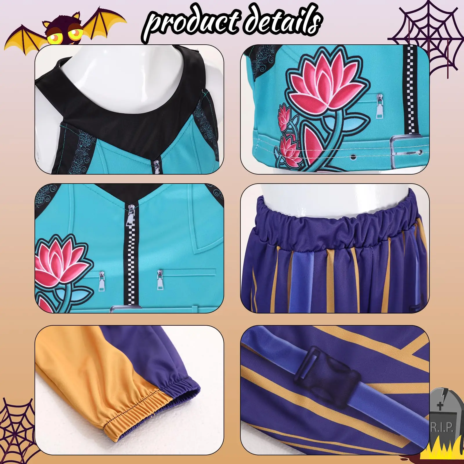 Girls Pop Singer Costume Halloween K-Pop Demon Costume Singer Hunter Outfit Halloween Cosplay Props 3-14 Years