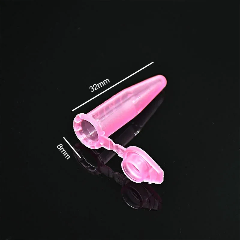 Microtubes Centrifuge Tube 0.5ml Laboratory Centrifugal Tube Bottom Tip Pink Color Scale Locked Cover Pack of 1000/PK